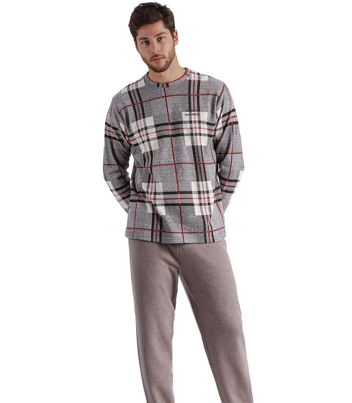 Pyjama loungewear broek en top met lange mouwen Tartan image number 0