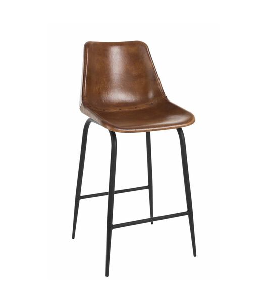High chair 2 - Barstoel - set van 2 - cognac - leder - metaal