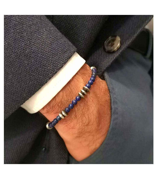 Bracelet Homme "LOHAN" avec perles d'Améthyste et Argent