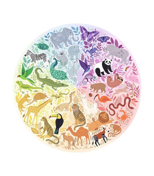 Puzzel 500 stukjes Round puzzle - Circle of colors - Animals