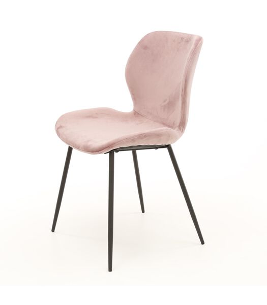 Elegant velvet - Chaises de salle à manger - lot de 4 - velours rose - pieds en acier tubulaire