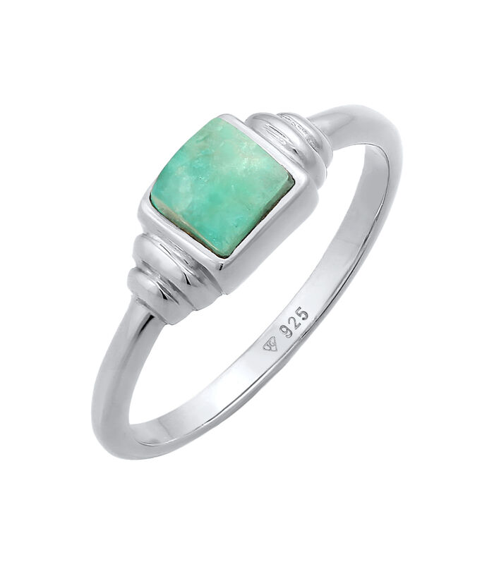 Ring Elli Premium Ring Dames Solitaire Vintage Eenvoudig Kwadraat Met Amazoniet In 925 Sterling Zilver Verguld image number 4