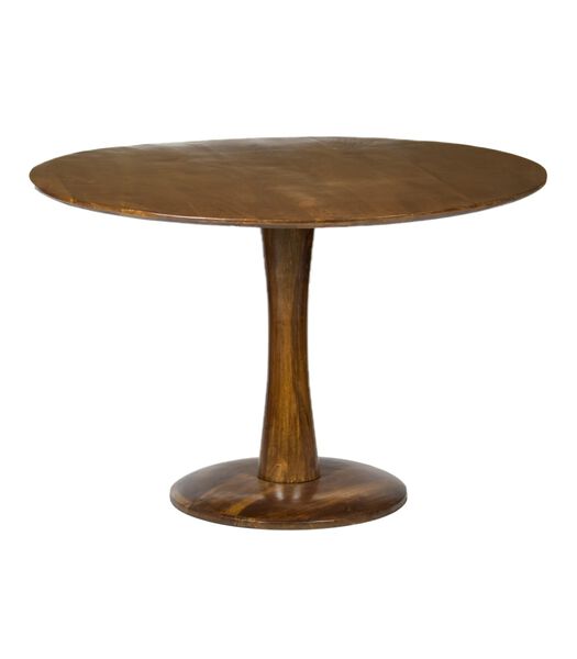 Scandi-design - Table de salle à manger - ronde - 120cm - marron - bois de manguier - solide - pied central