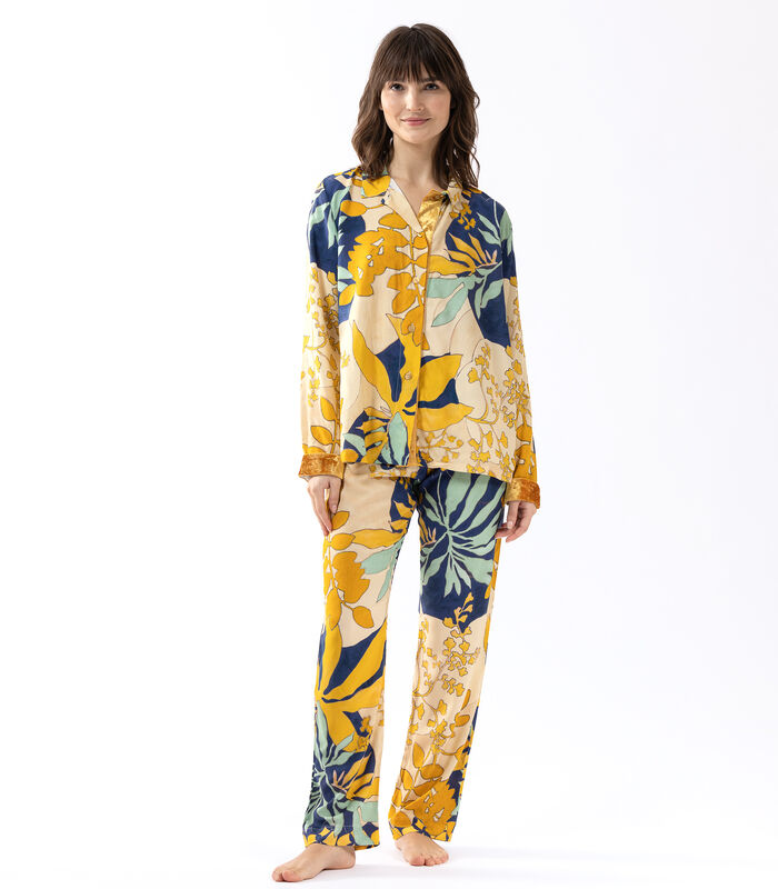 Pyjama met knopen FOUGERES 606 100% viscose veelkleurige print image number 0