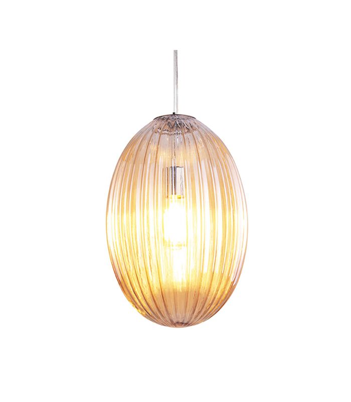 Hanglamp Smart - Ovaal Glas Amber Bruin - Large - 30x44cm image number 0
