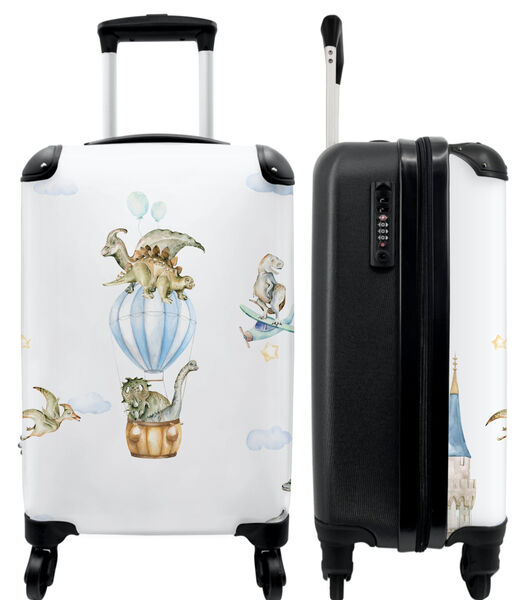 Handbagage Koffer met 4 wielen en TSA slot (Dinosaurus - Luchtballon - Jongen - Kids - Vliegtuig - Sterren)