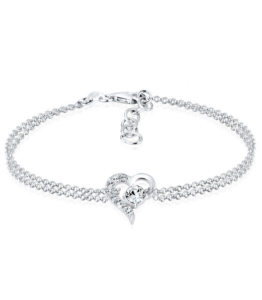 Armband Dames Hart Symbool Liefde Met Kristallen In 925 Sterling Zilver