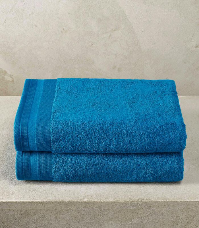 2 serviettes de bains Contessa bleu pacifique image number 3