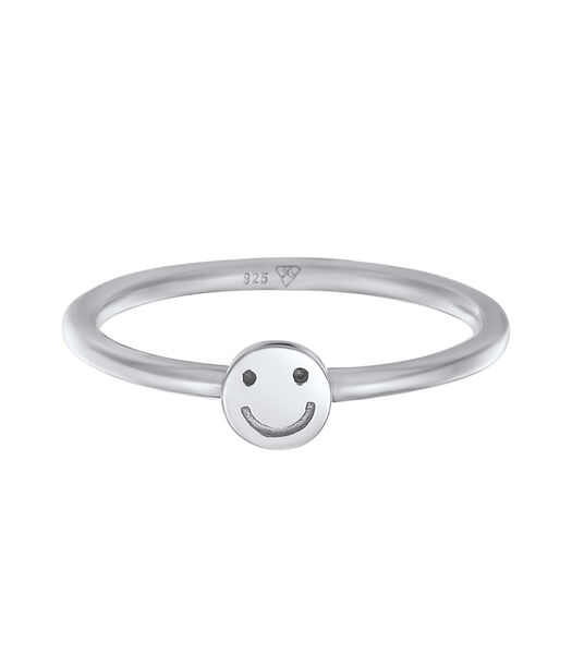 Ring Ring Dames Met Smiling Face Pinky In 925 Sterling Zilver