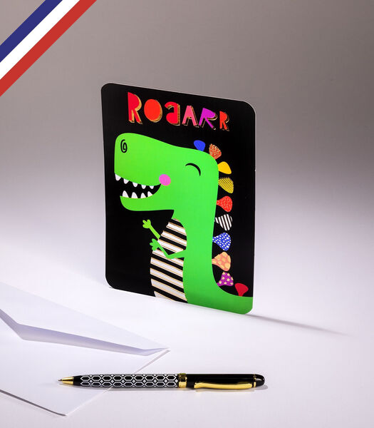 Carte simple Happy Word !   - Dino ROAARR