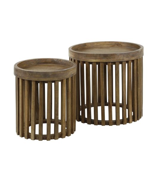 Barred - Tables d'appoint - set of 2 - rond - ø45 - bois de manguier massif - couleur sable