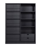 Armoire 1 Porte Coulissantes - Pin - Noir - 200x150x46,5 - Swing image number 1