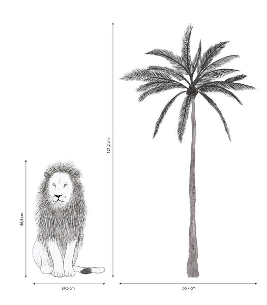 SERENGETI - Grote stickers - Leeuw en palmboom