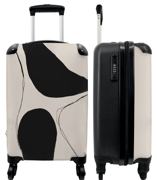 Valise spacieuse avec 4 roues et serrure TSA (Abstrait - Noir - Beige - Art)