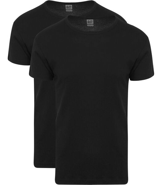 Organic O-Hals T-Shirt Zwart 2-Pack
