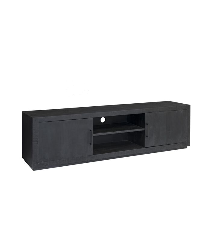 Black Omerta - Meuble TV - 180cm - mangue - noir - 2 portes - 2 niches - châssis acier image number 0