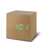 Cube click clock Wekker - Beuken/LED Groen image number 3