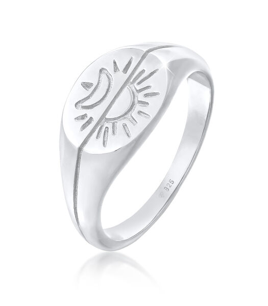 Bague Bague Signet Femme Soleil Lune Astro Boho Trend Blogger En Argent Sterling 925 Plaqué Or