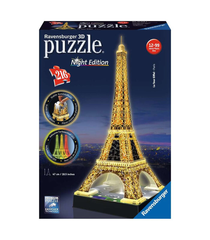 3D Puzzel Eiffeltoren Nacht-Editie - 216 Stuks image number 2
