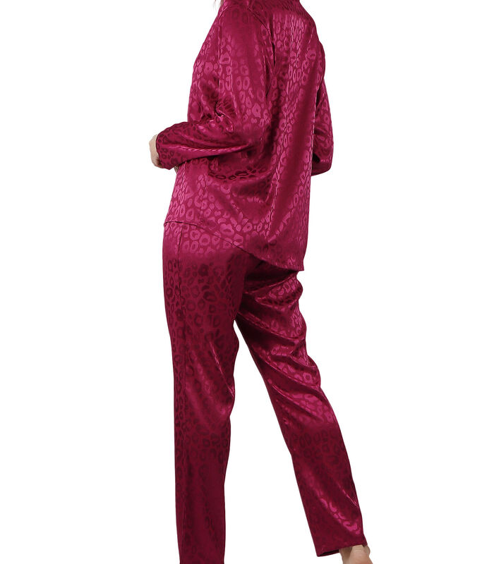 Pyjama indoor kleding broek shirt Satin Leopard image number 1