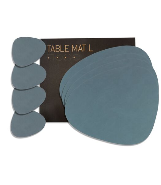 Ensemble cadeau  Sets de table et dessous de verre Nupo - Cuir - Bleu clair - 8 pièces