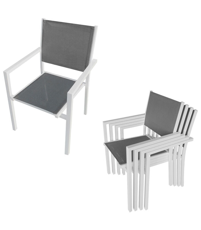 CAGLIARI grijs textilene tuinset 8 zitplaatsen - wit aluminium image number 1