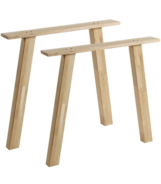 Lot de 2 pieds de table en forme de A - Chêne massif  - Transparente - 72x79x10 cm - Tablo