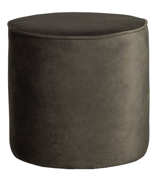 Pouf rond et haut - Velours - Vert chaud - 46x46x46 cm - Sara