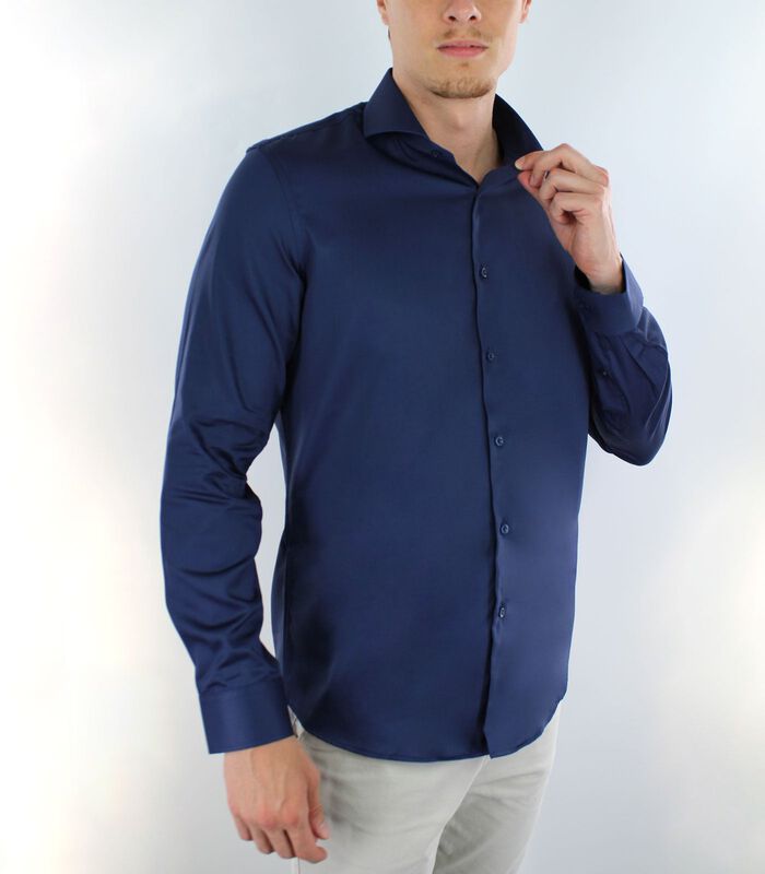 Wereldwijd Speciaal Jeugd Shop Vercate Strijkvrij Overhemd - Navy - Slim Fit - Katoen Satijn - Heren  op inno.be voor 69.95 EUR. EAN: 6094030729783