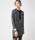 Gebreide jurk met korte mouwen en luipaardprint image number 0