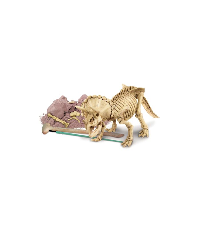 DAM  KidzLabs : GRAAF-JE-DINOSAURUS-OP (Triceratops), jeu de construction de squelettes dans un bloc de plâtre, boîte 17x22x6cm, 7+. image number 3