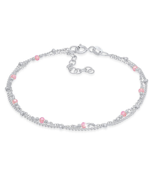 Bracelet Chaîne De Boules Pour Dames Rose Filigranée Avec Des Perles De Quartz En Argent 925