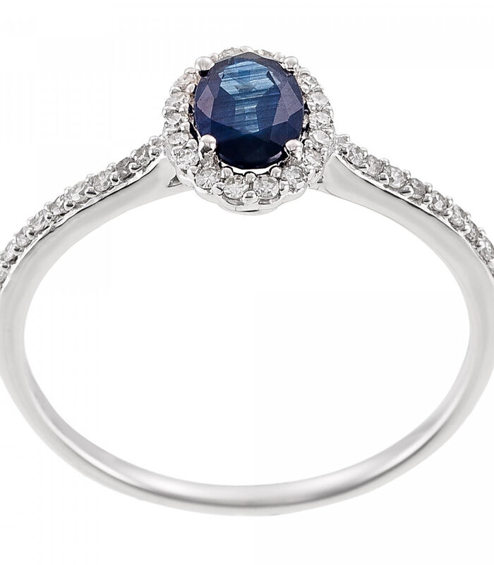 Ring 'Royal Blue Saphir' witgoud en diamanten image number 3