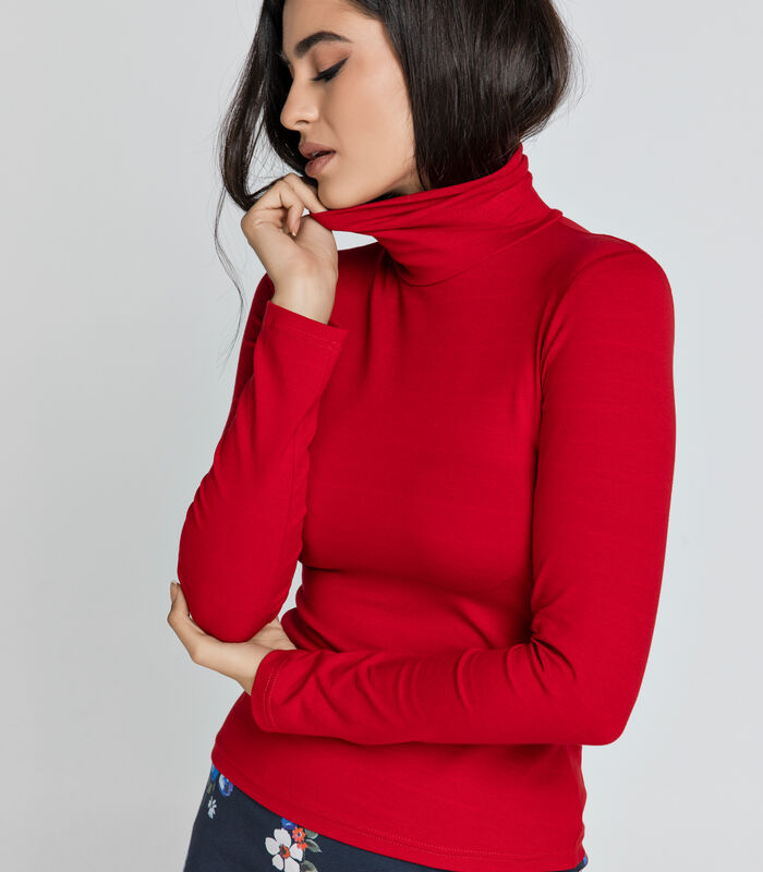 Rood trui met polokraag en lange mouwen image number 3