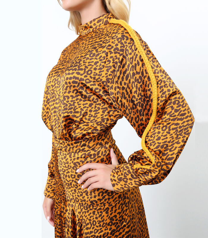 Luipaardprint blouse en kwast mouwen image number 3