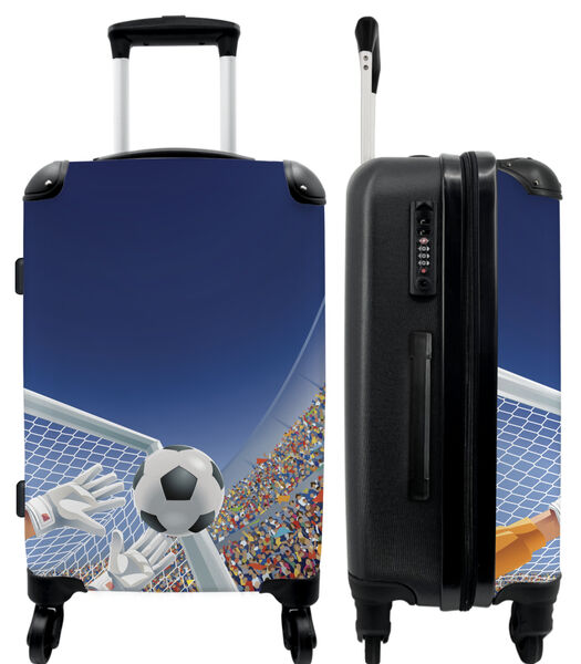 Handbagage Koffer met 4 wielen en TSA slot (Voetbal - Keeper - Stadium - Goal - Kinderen)