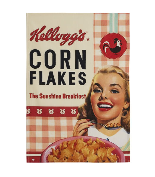 Coucke - Corn Flakes Vichy Kellogg's - Katoenen theedoek met print 50 x 75 cm
