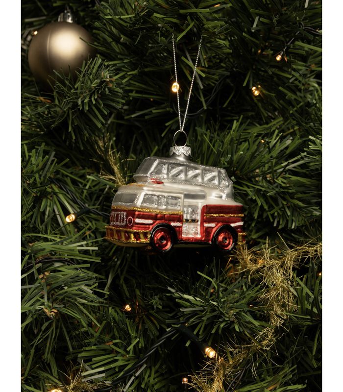Kerstbal Brandweerauto 9 cm image number 2