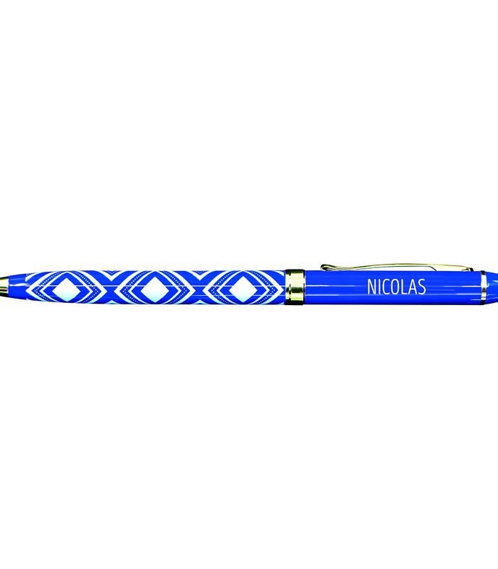 Fijne pen in gelakt metaal blauw - Nicolas image number 0