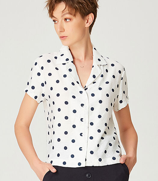 Shirt met korte mouwen en polka dot print