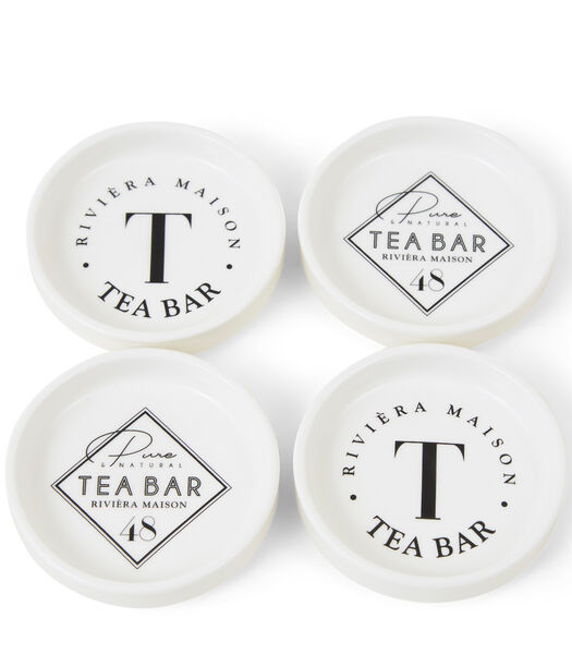 porte-sachet de thé avec texte, vaisselle - Tea Bar - Blanc - 4 pièces