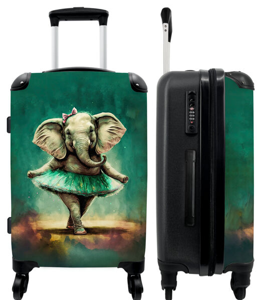 Handbagage Koffer met 4 wielen en TSA slot (Olifant - Ballerina - Verf - Strik - Portret)