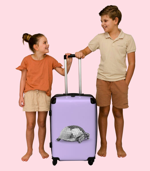 Bagage à main Valise avec 4 roues et serrure TSA (Turtle - Discoball - Disco - Animal - Violet)