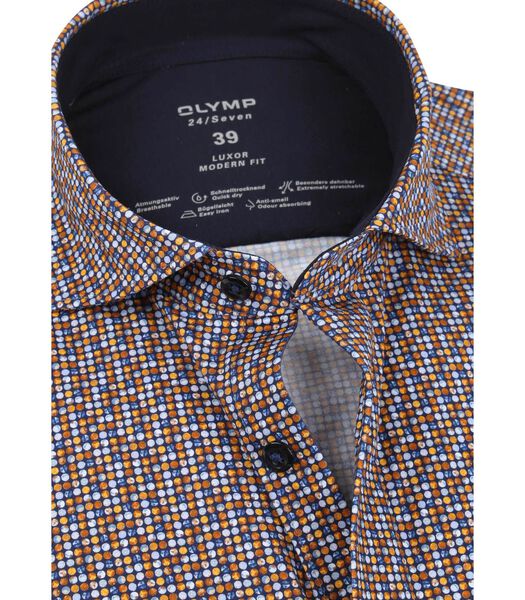 OLYMP Luxor Jersey Stretch Overhemd 24/Seven Caramel