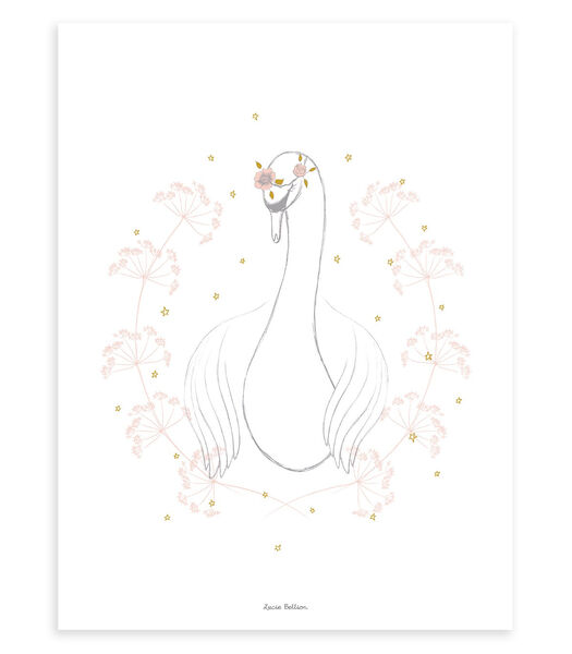 BOTANY - Affiche enfant - Cygne et fleurs