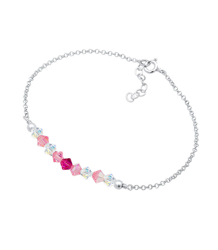Bracelet Perles Pour Enfants Roses Avec Cristaux En Argent Sterling 925 image number 1