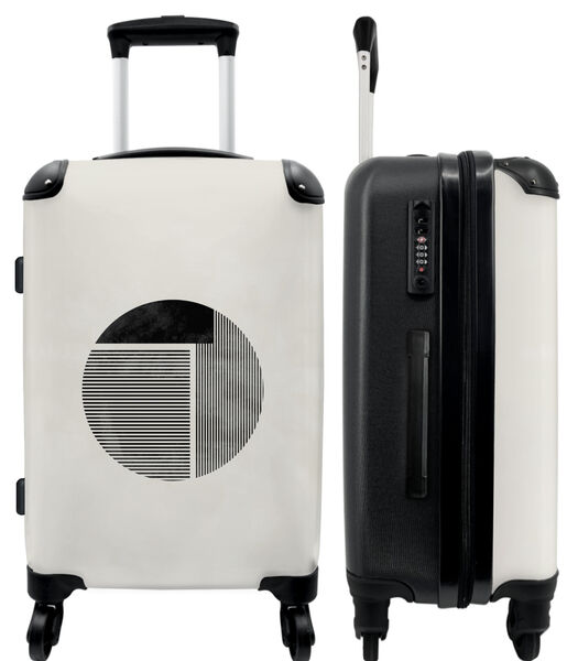 Bagage à main Valise avec 4 roues et serrure TSA (Abstrait - Rayures - Noir - Art)