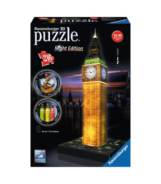 3D Puzzel Big Ben Nachteditie - 216 Stuks