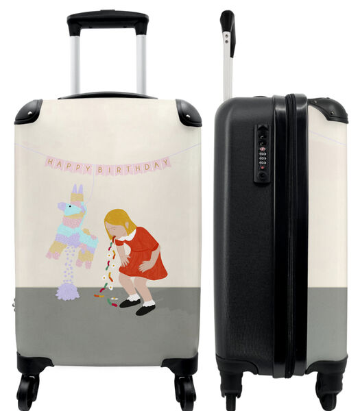 Ruimbagage koffer met 4 wielen en TSA slot (Abstract - Birthday - Pinata - Meisje)