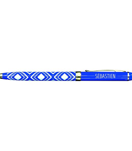 Fijne pen in gelakt metaal blauw - Sébastien